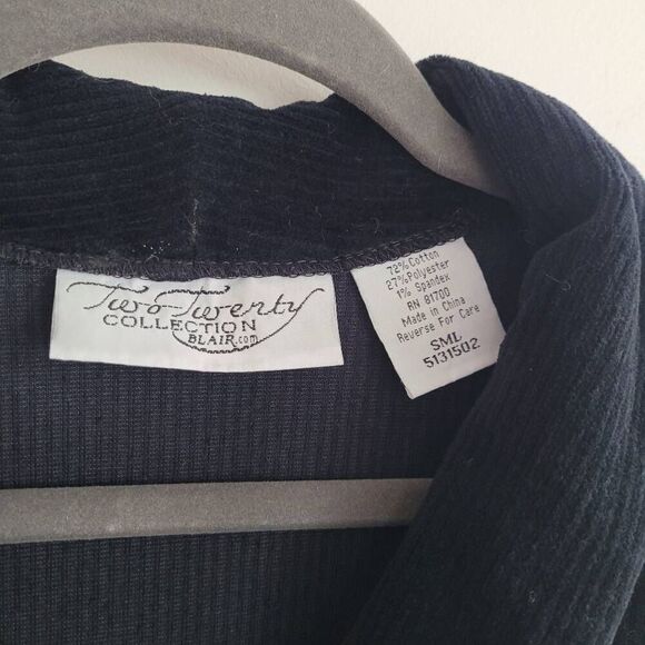 Vintage 80s black corduroy floral beaded embroidered blazer jacket button front - Picture 5 of 9